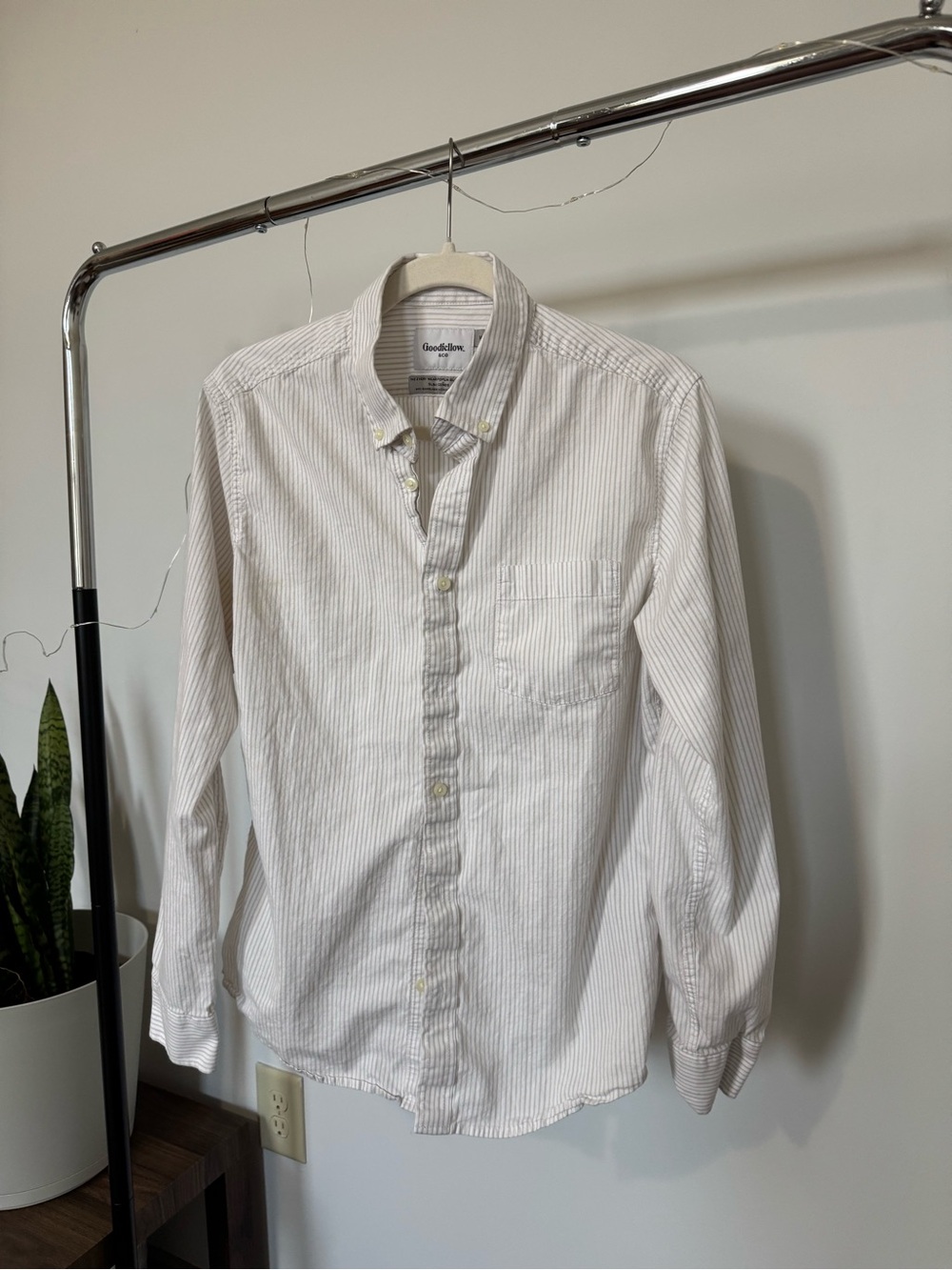 Goodfellow & Co White Shirt with Light Gray Pinstripes